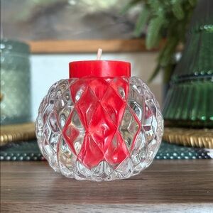 Vintage Fostoria Crystal Diamond Tea Light Or Votive Candleholder